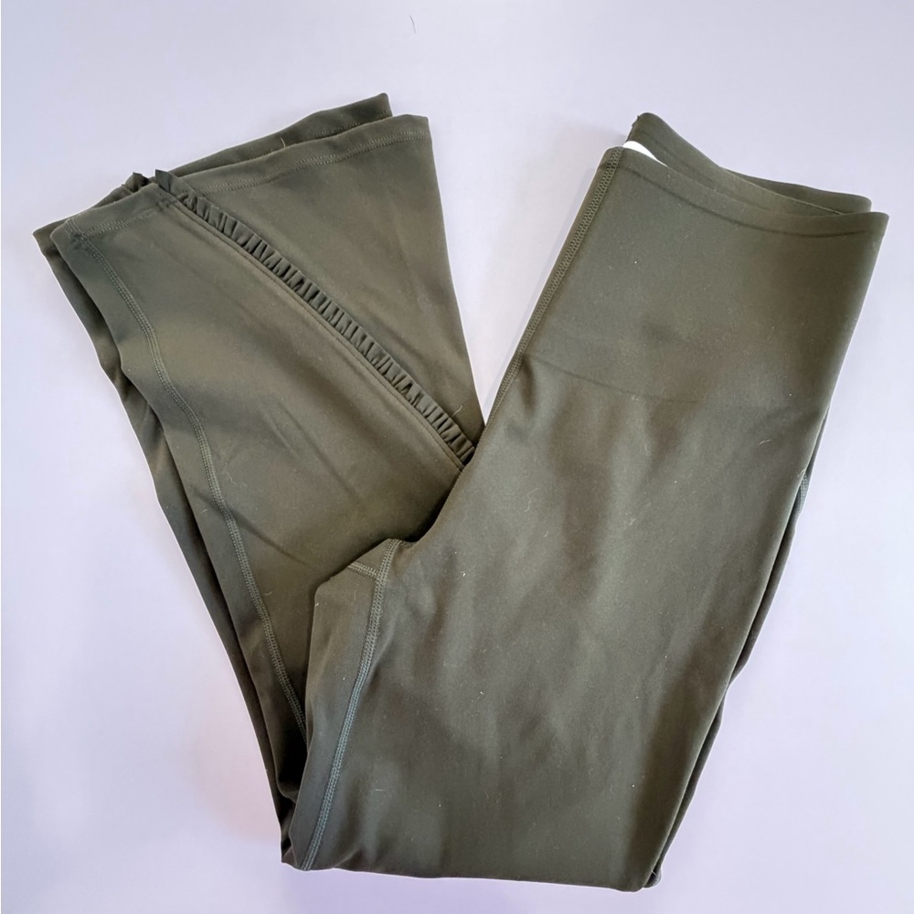 Dark Olive Flared Cropped Leggings